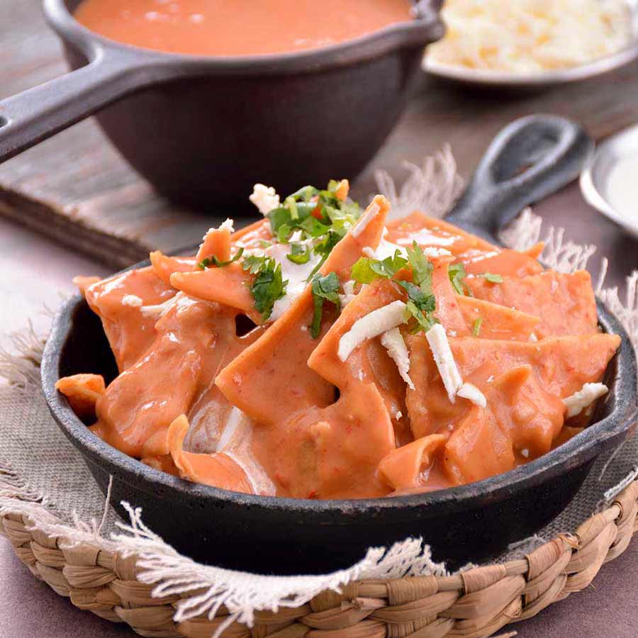 CHILAQUILES WITH BEAN SALSA