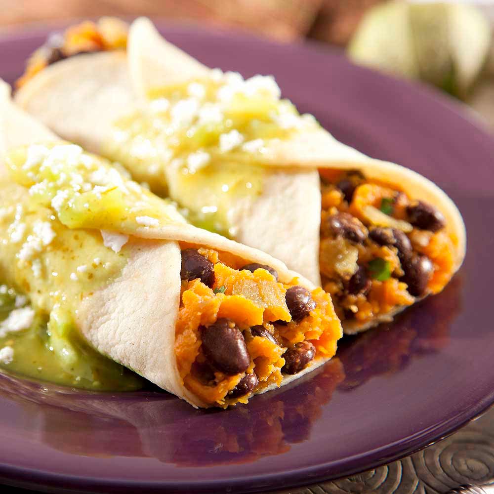 BLACK BEAN & SWEET POTATO ENCHILADAS